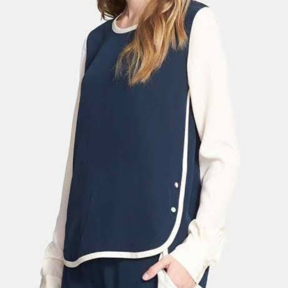 DVF Tabatha Snap Side Colorblock Silk Top